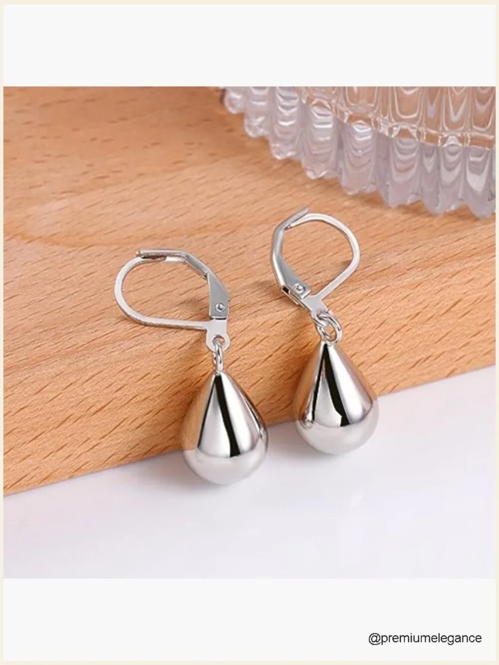 Sterling Silver Teardrop Leverback Dangle Earrings 10mm Lightweight